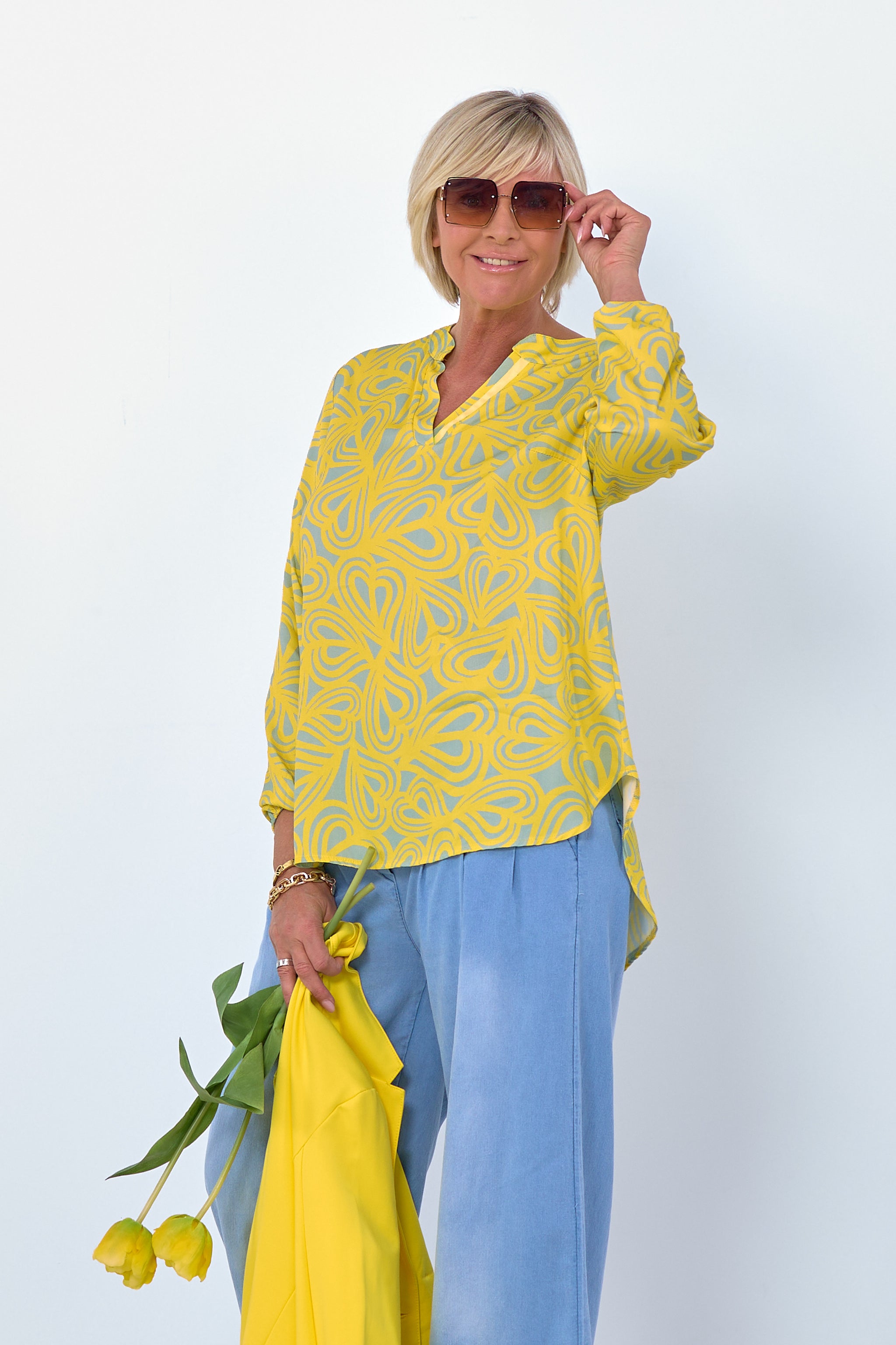 Damen Bluse mit Muster gelb TLD GmbH