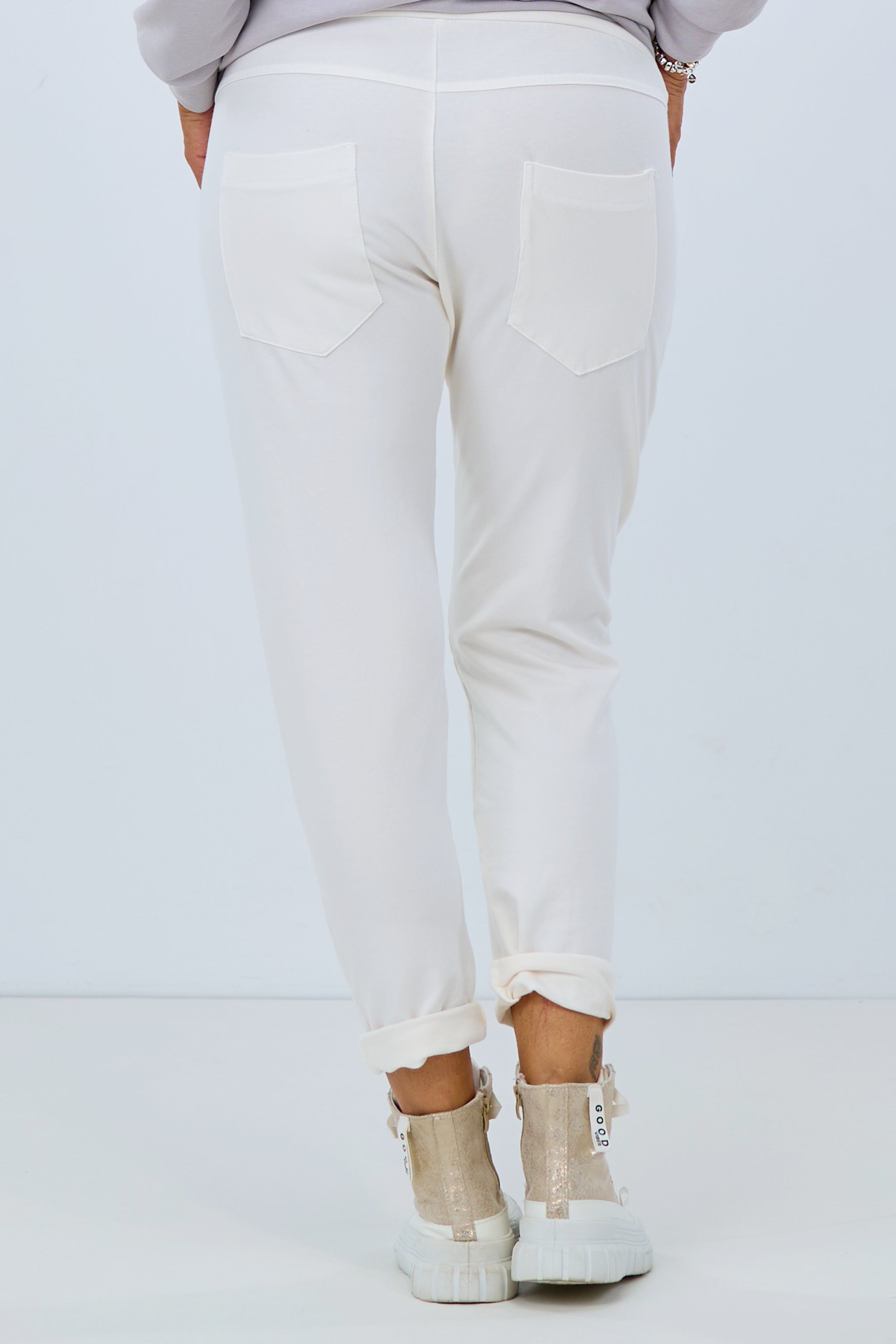 Jog pants with large pockets, ecru