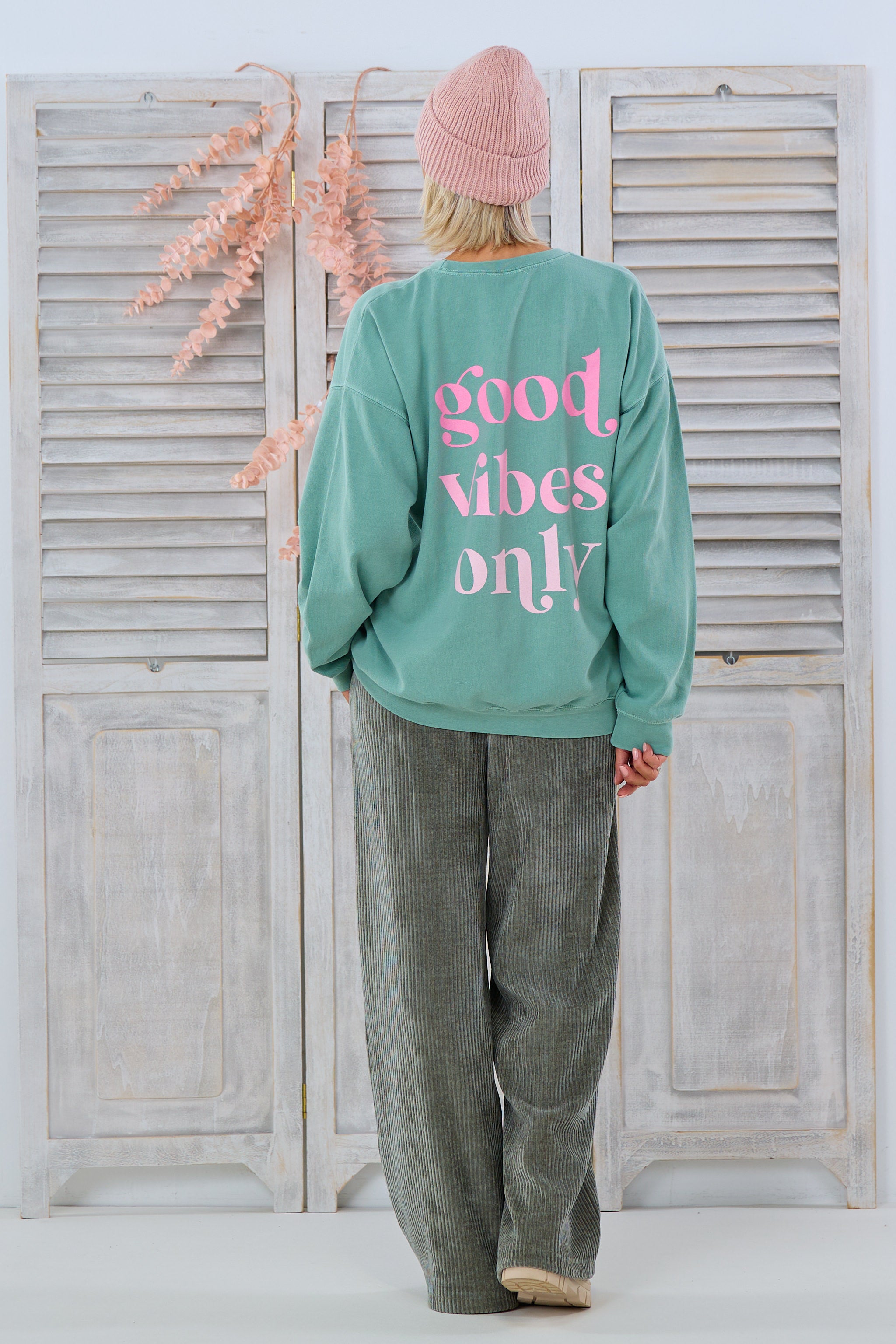 Sweaty good vibes only, lindgrün-rosa