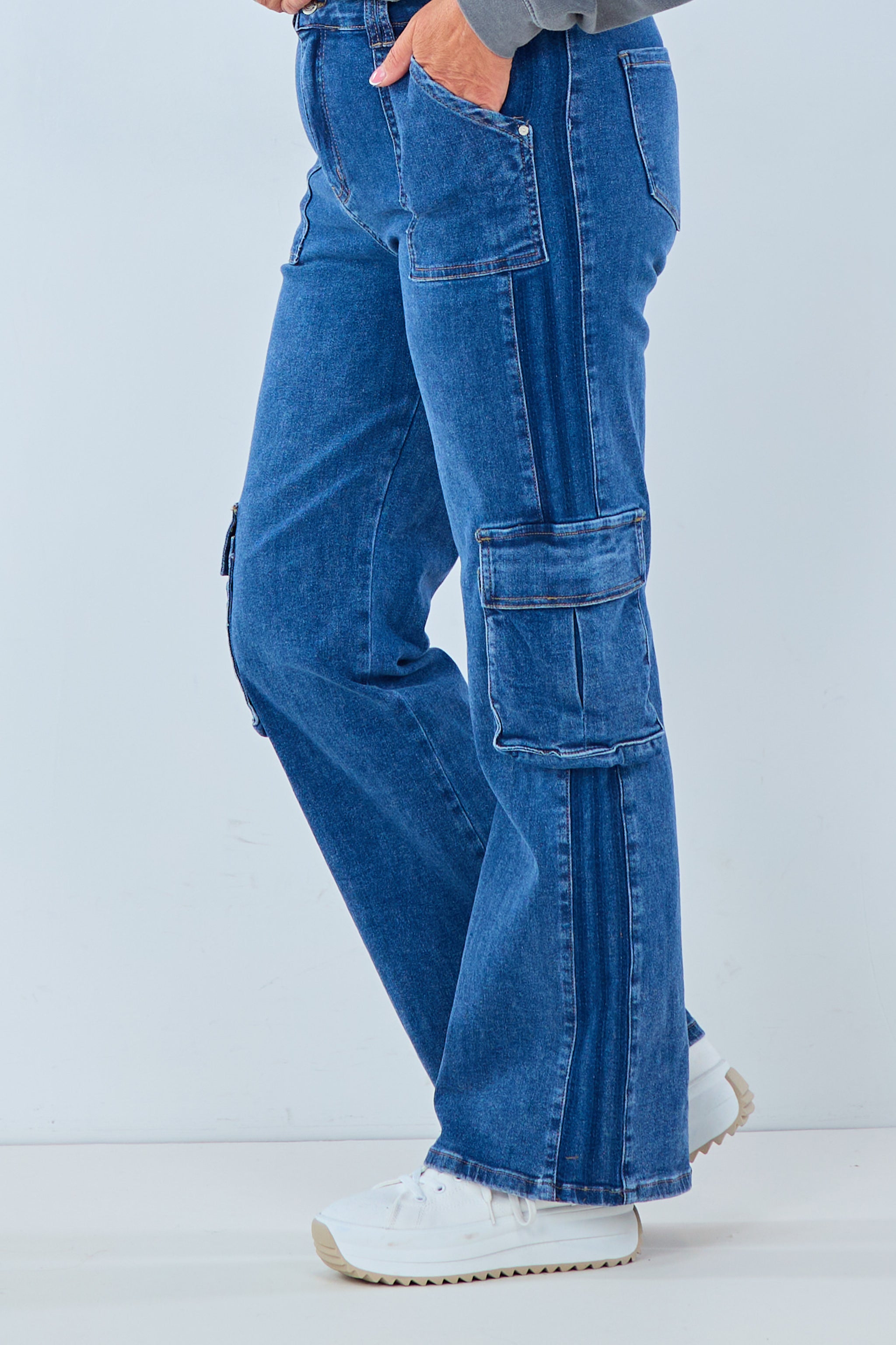 Highwaist Jeans mit aufgesetzten Taschen, denim von Trends & Lifestyle