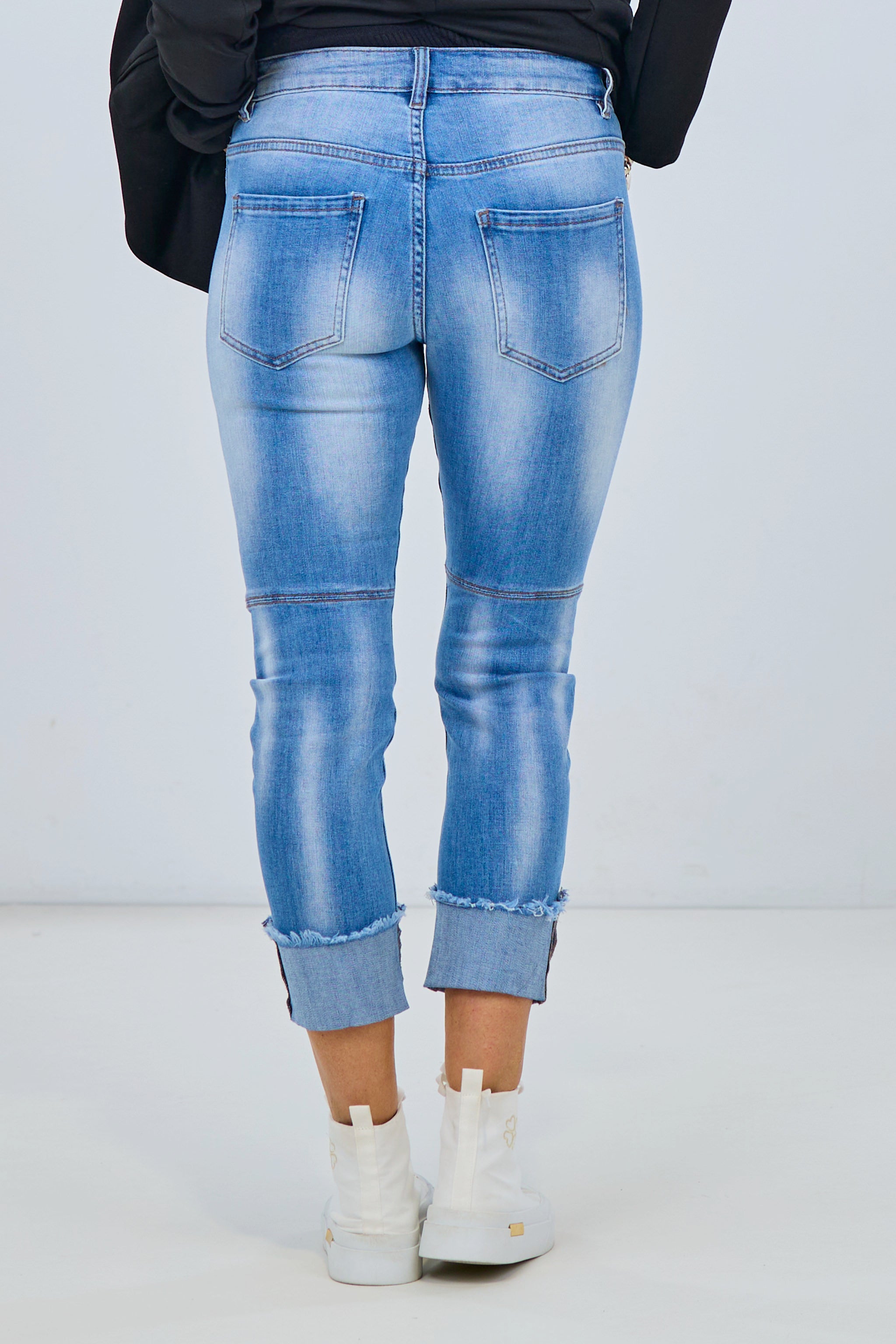 Jeans mit Glitzer-Patches, denim