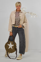 kurze Cord-Hemdjacke, creme