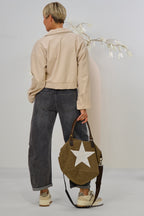 kurze Cord-Hemdjacke, creme