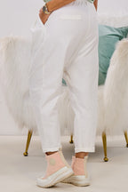 Baggy Jeans mit Bundfalten, weiß