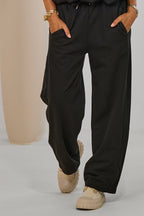 Weiche Baumwollhose mit Kordelzug, schwarz