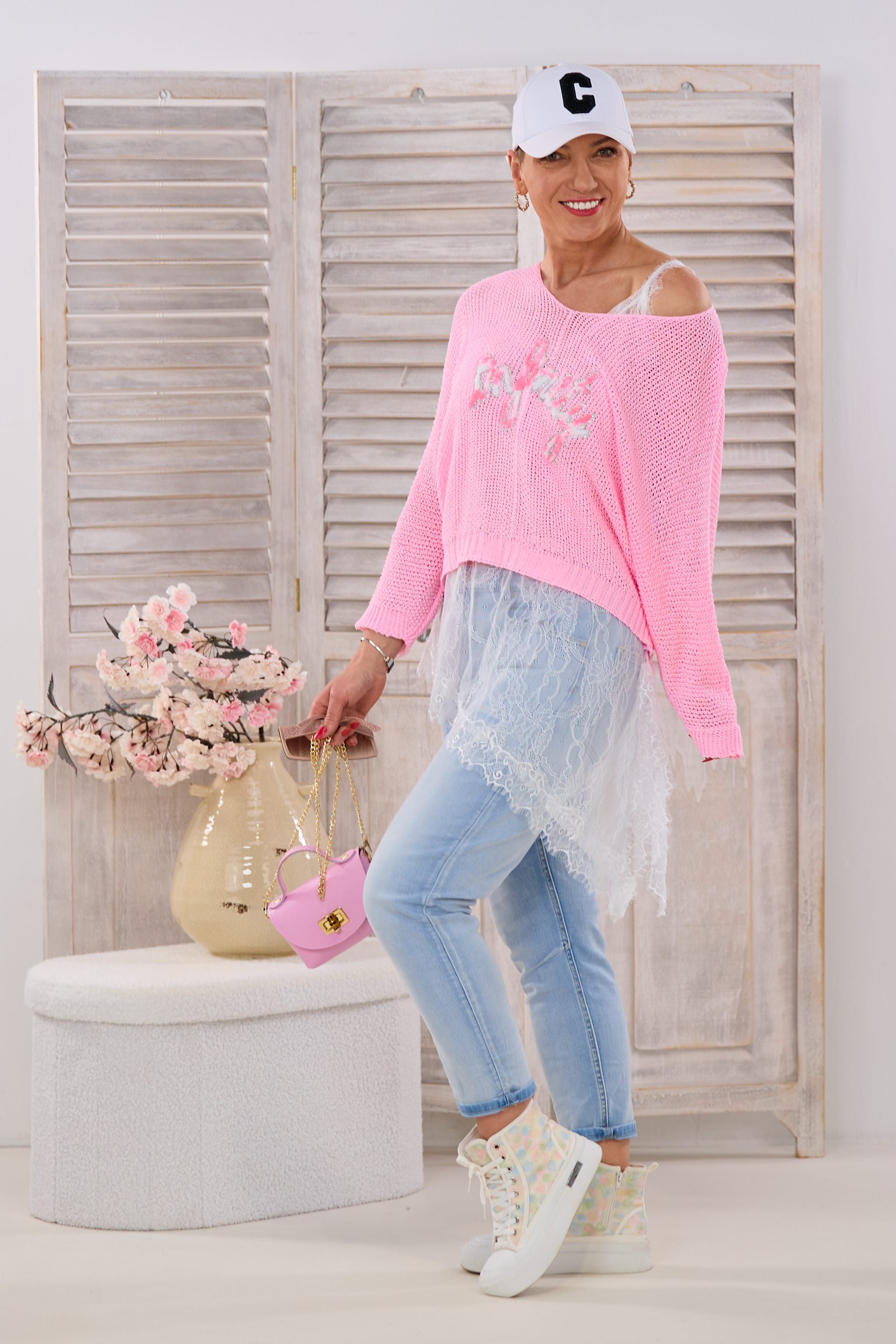 Strickpulli mit INFINITY-Flock, rosa