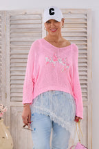 Strickpulli mit INFINITY-Flock, rosa