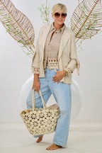 Langer Blazer mit Schleife, beige