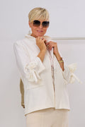 Langer Blazer mit Schleife, ecru