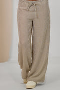 gestreifte Sommerhose, taupe-weiß