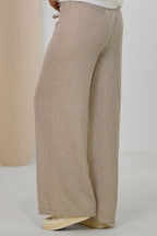 gestreifte Sommerhose, taupe-weiß
