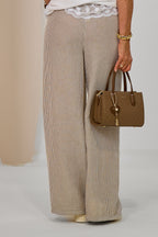 gestreifte Sommerhose, taupe-weiß