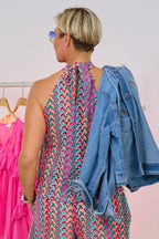 Neckholder Blusen-Top, neon-bunt