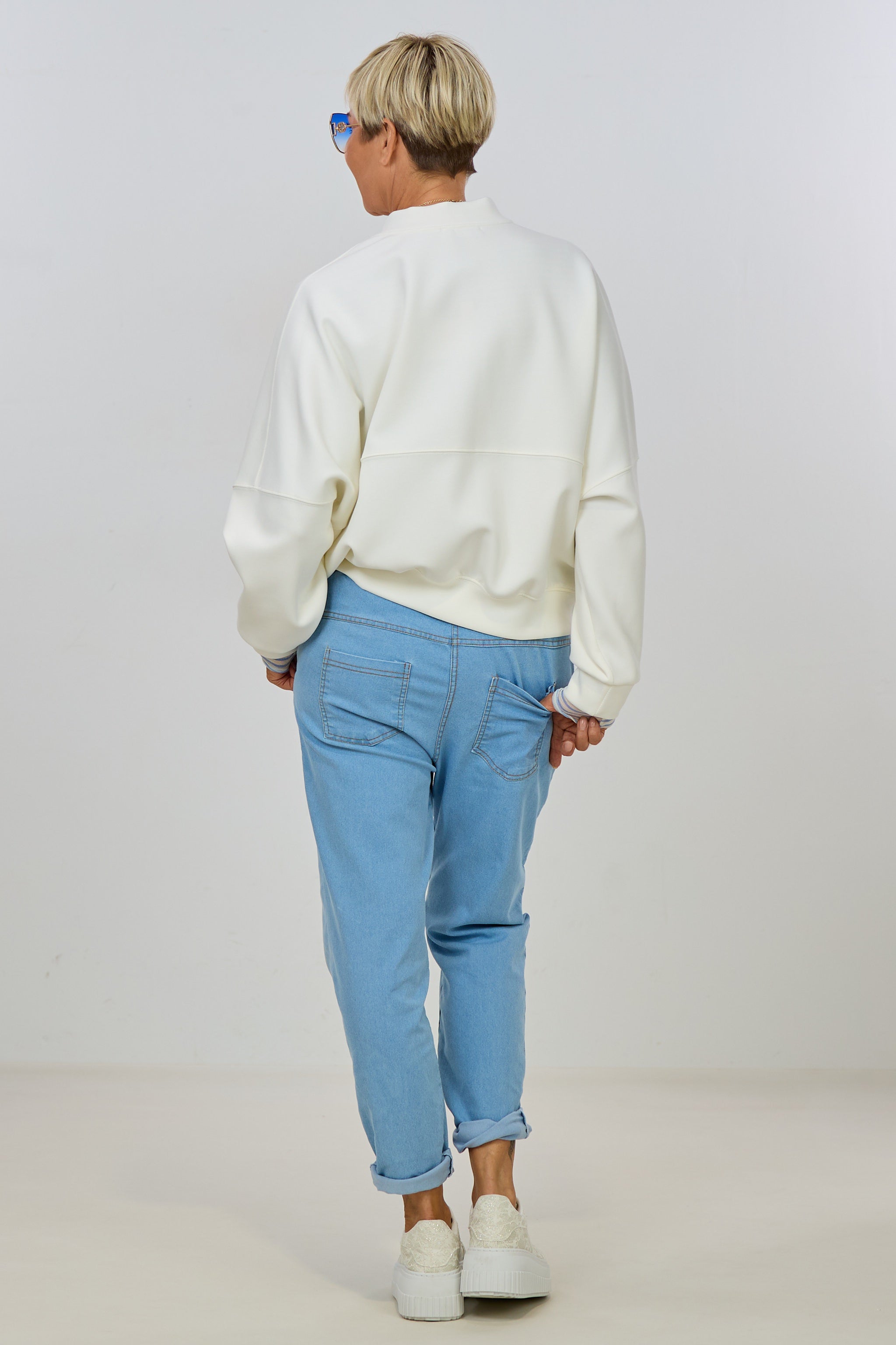 Blouson mit Steppnähten, ecru/weiß