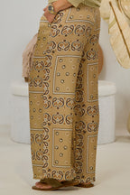 Seidige Stoffhose mit Fantasy-Muster, taupe-braun