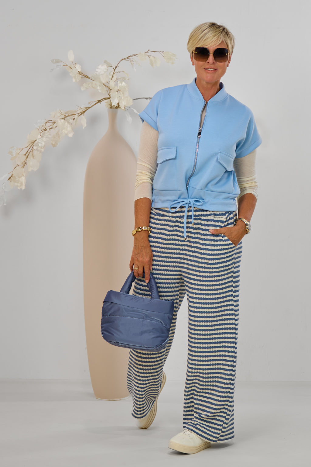 Cozy Weste mit Kordelzug, hellblau