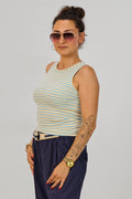 eripptes Tanktop, creme-hellblau-geringelt