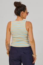 eripptes Tanktop, creme-hellblau-geringelt