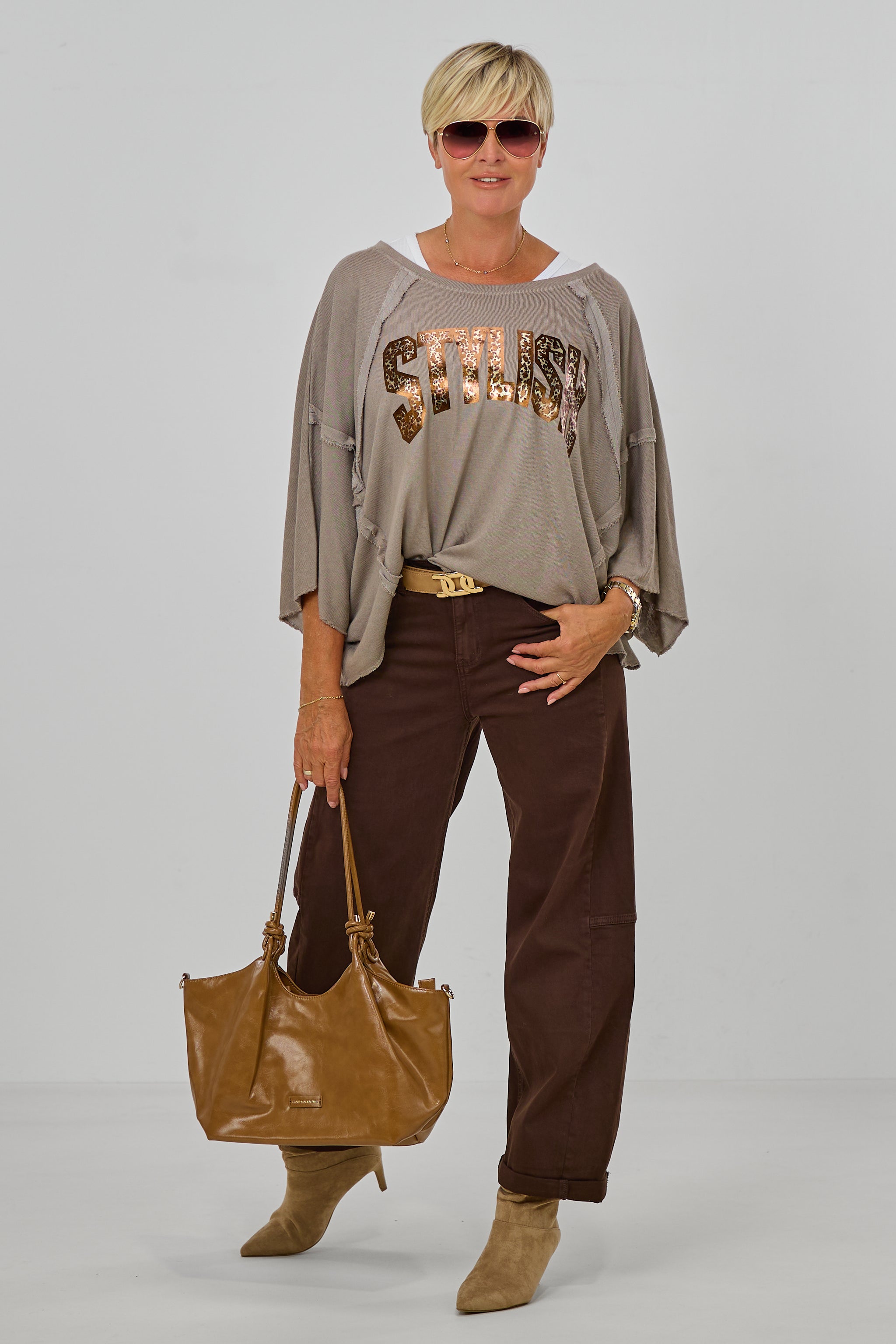 Feinstrick Shirt "STYLISH", taupe