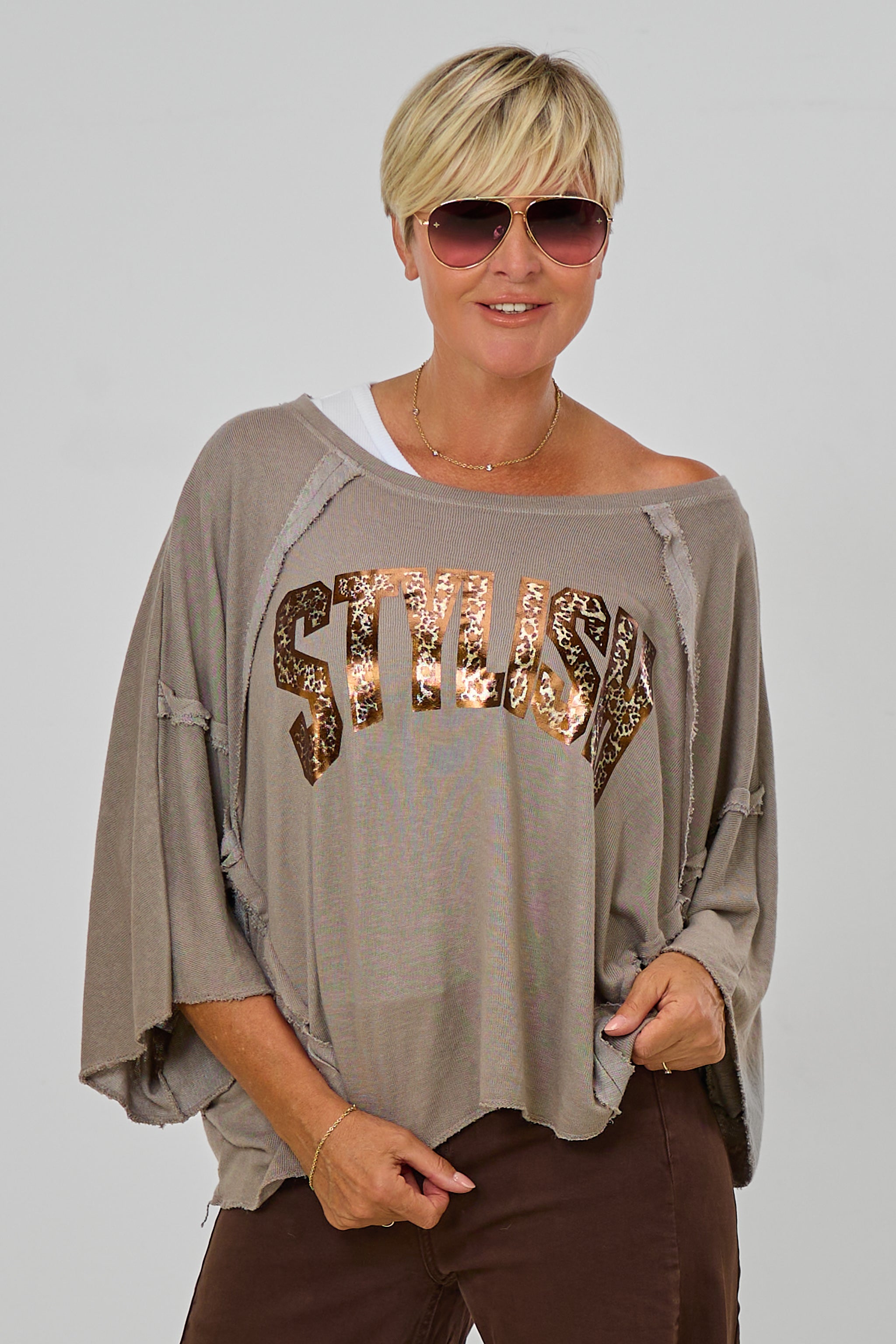 Feinstrick Shirt "STYLISH", taupe