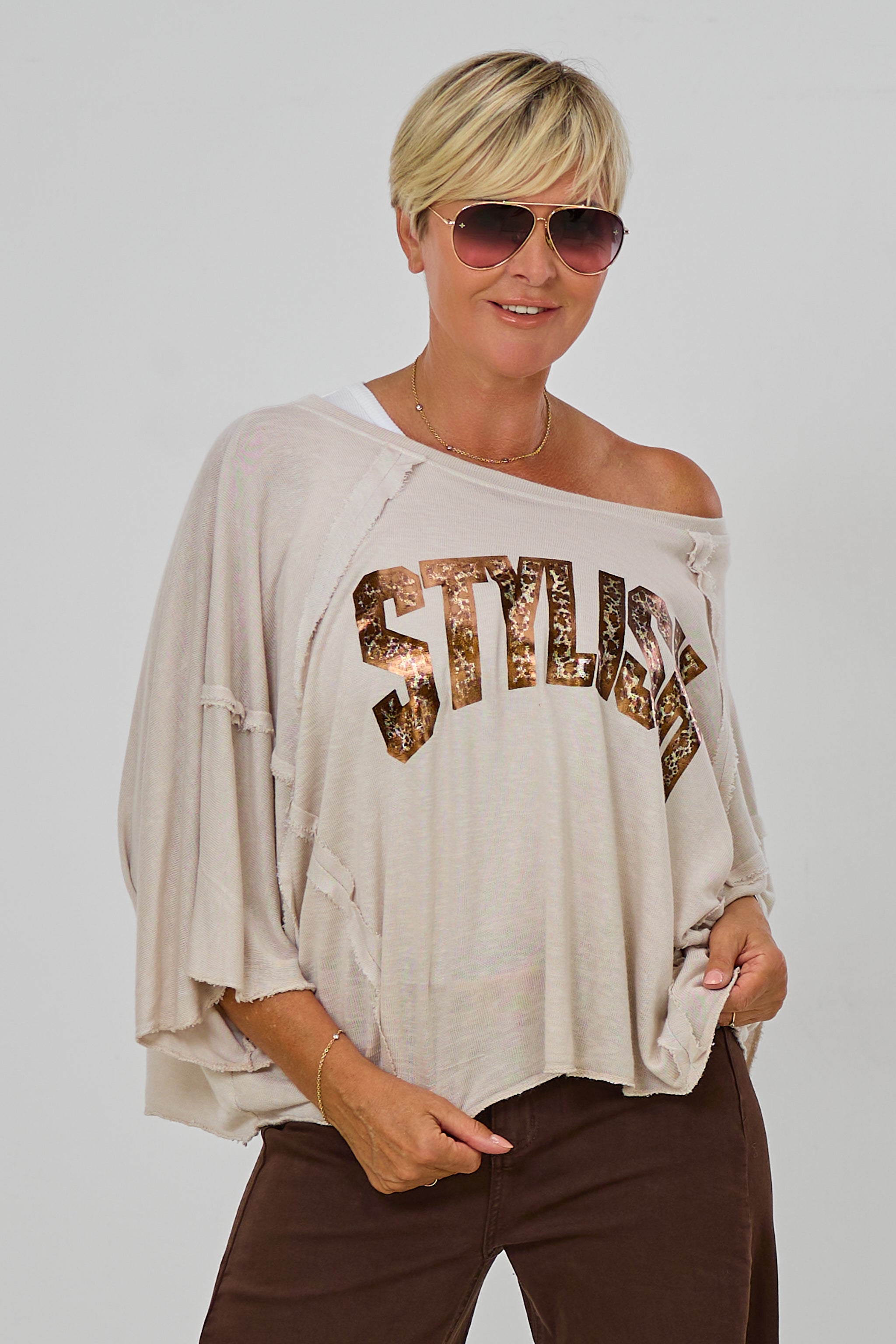 Feinstrick Shirt "STYLISH", beige