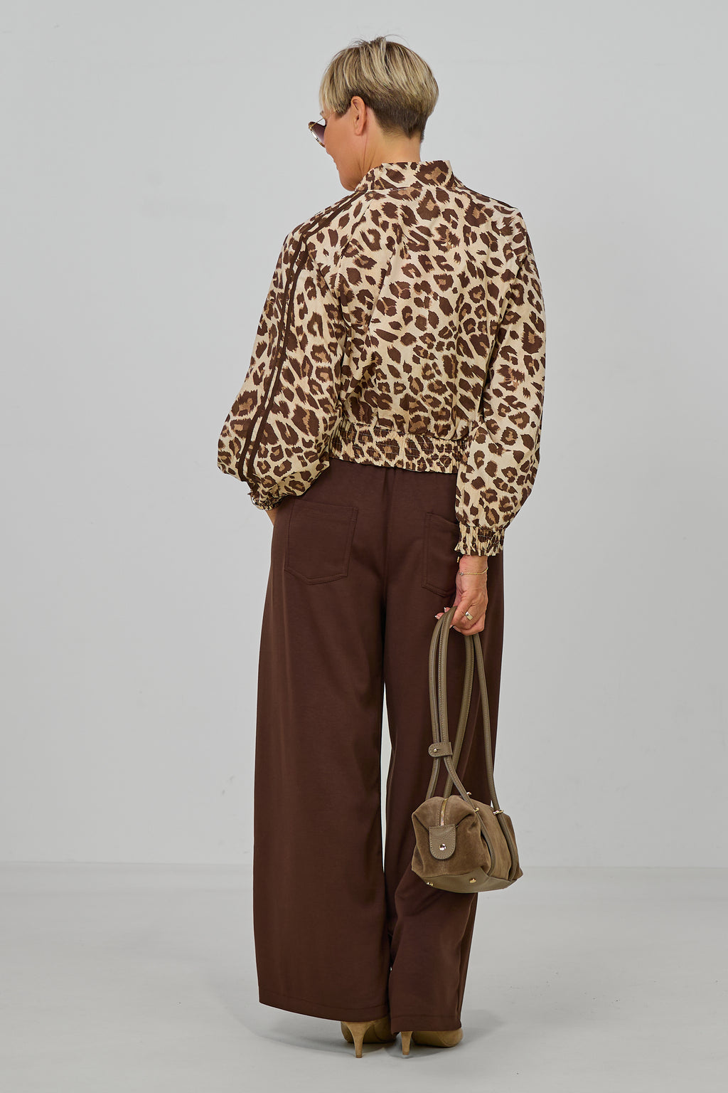Leichter Blouson im Leo-Look mit Streifen, leo-beige-braun