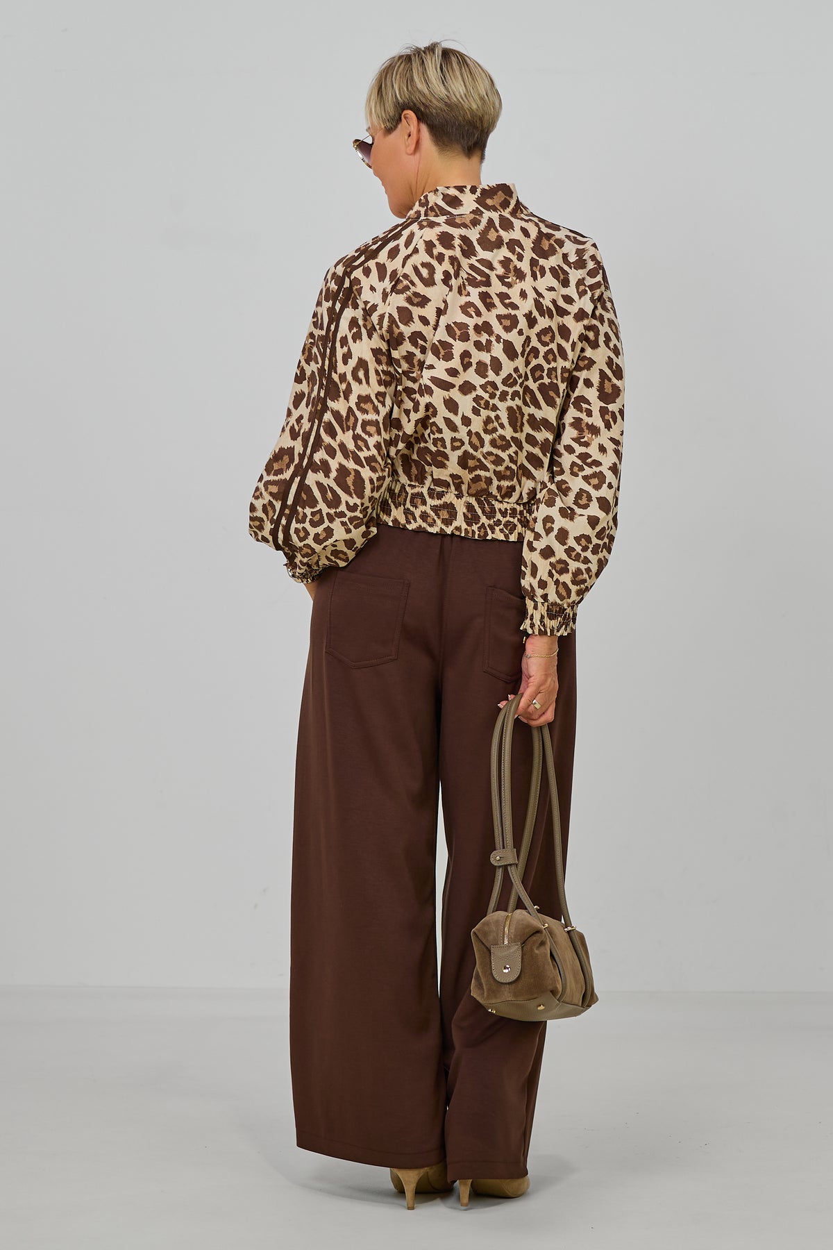 Leichter Blouson im Leo-Look mit Streifen, leo-beige-braun