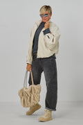 Blouson mit Fledermaus-Ärmeln im Balloon-Style, beige
