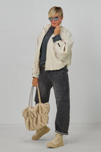 Blouson mit Fledermaus-Ärmeln im Balloon-Style, beige