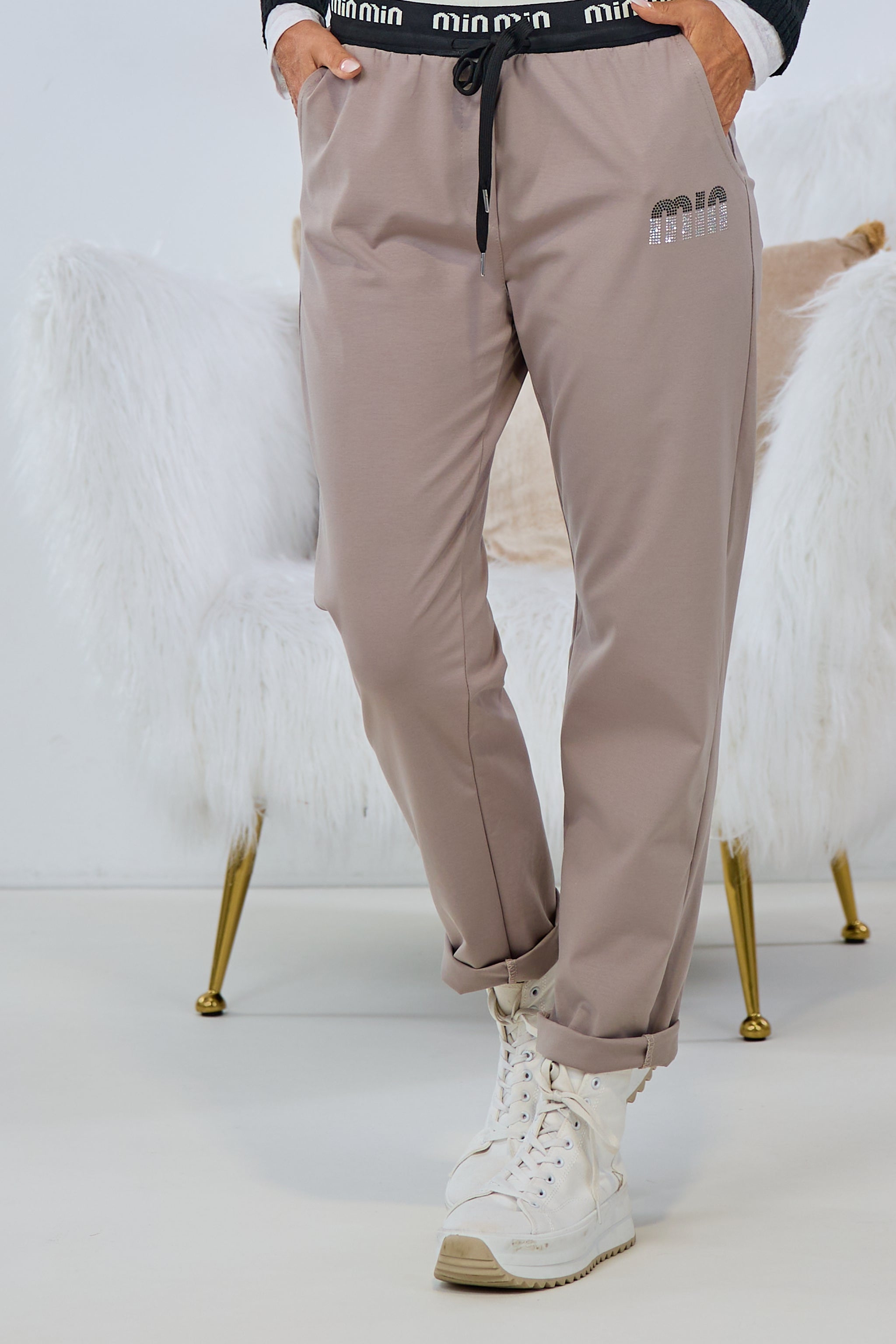 Cozy Hose mit tollem Bund, taupe