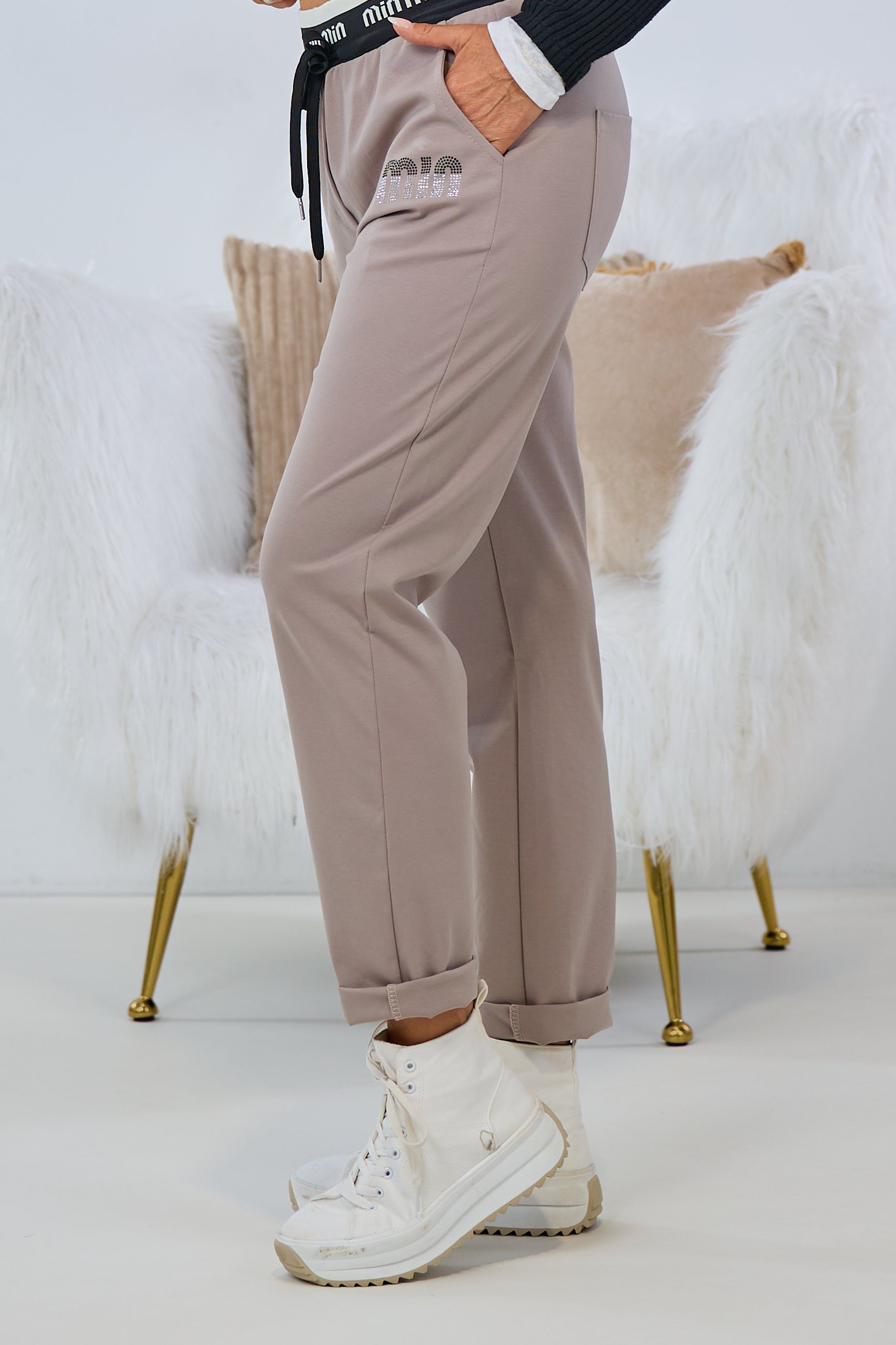 Cozy Hose mit tollem Bund, taupe