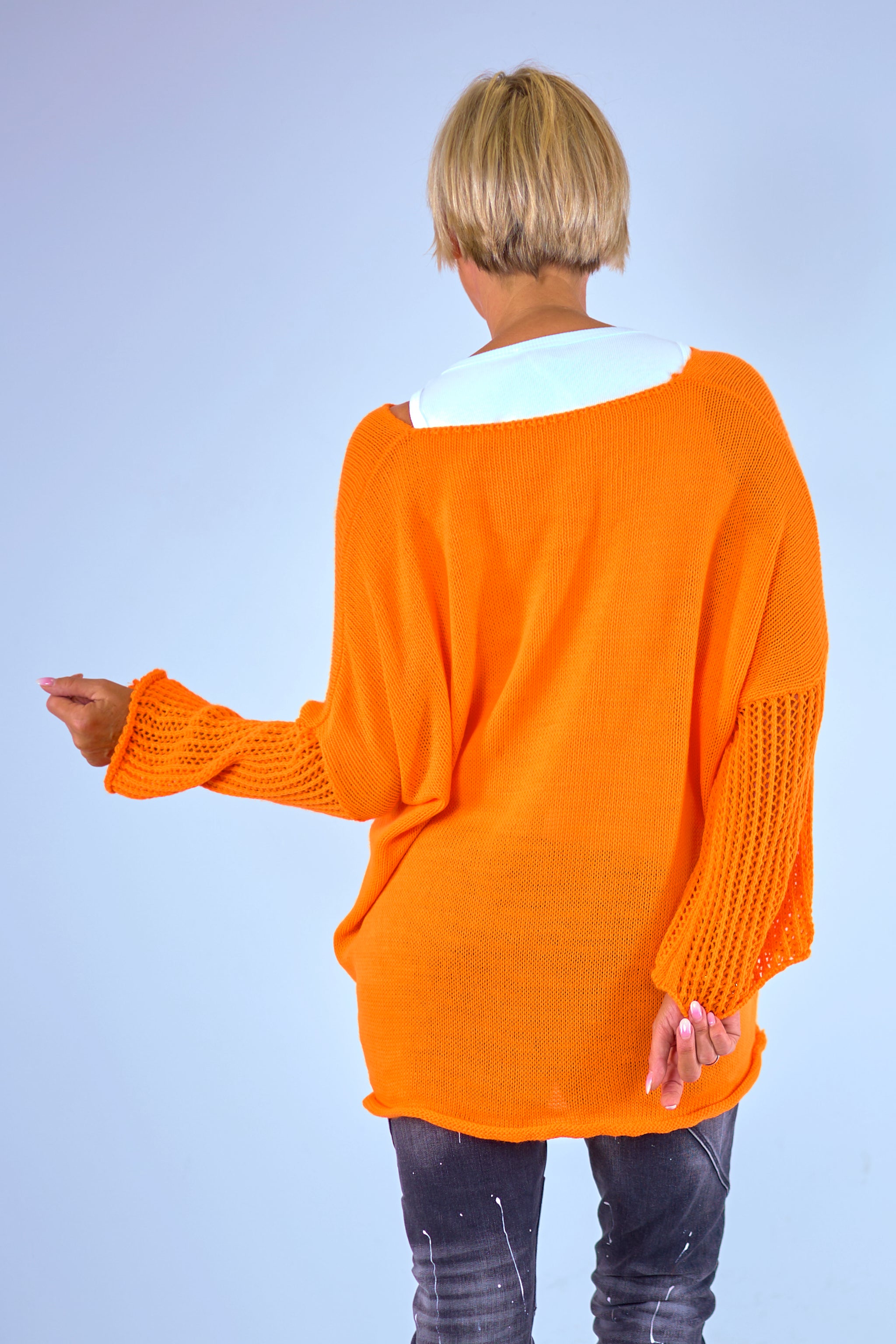 Knitted sweater "Skull", orange