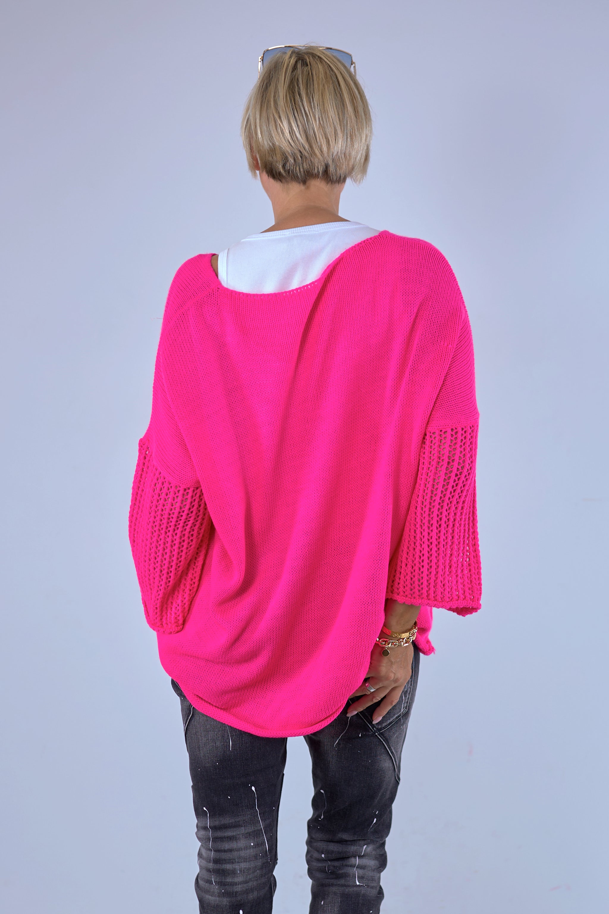 Knitted sweater "Skull", pink