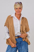 Oversized Cardigan, camel-meliert