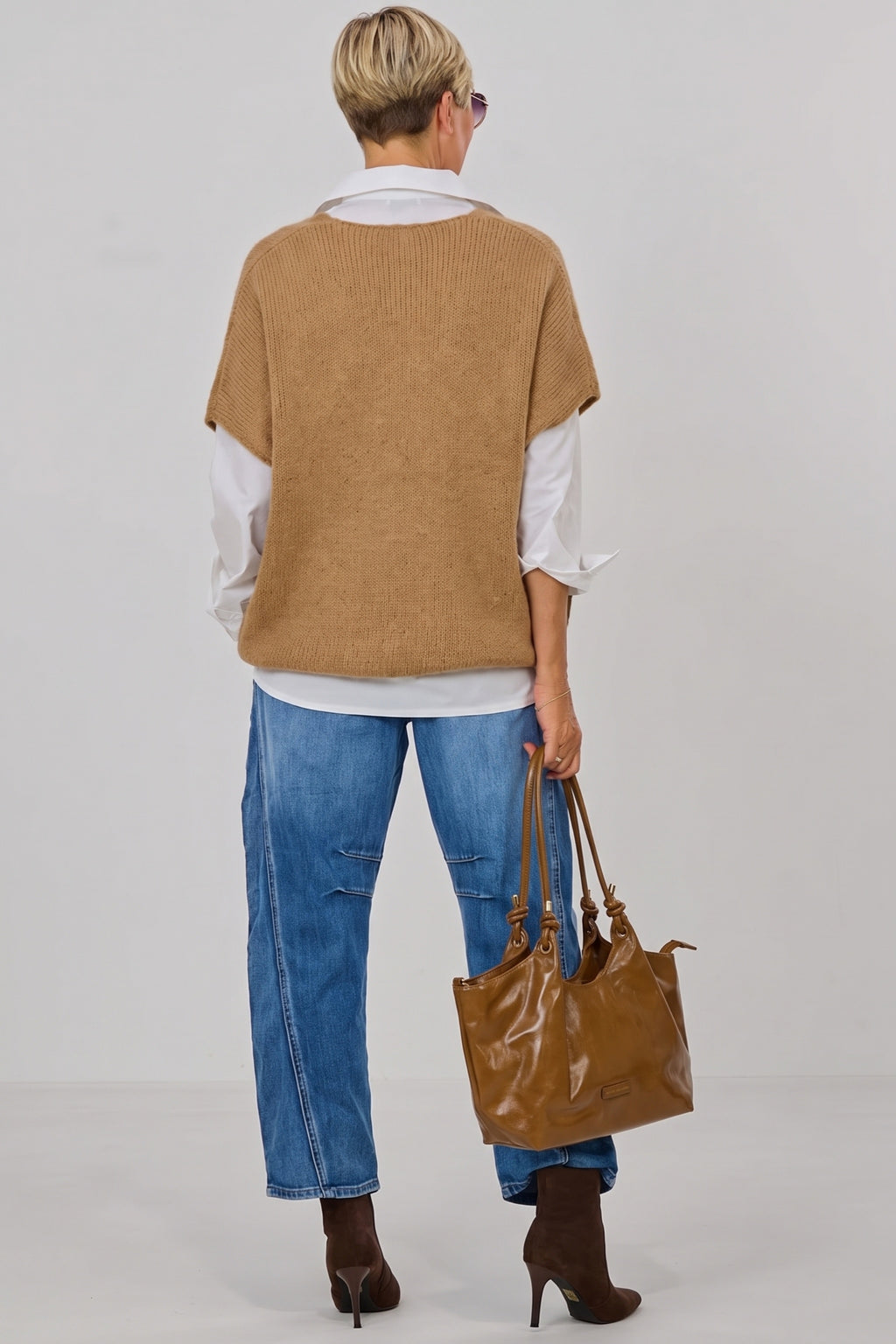 Oversized Cardigan, camel-meliert