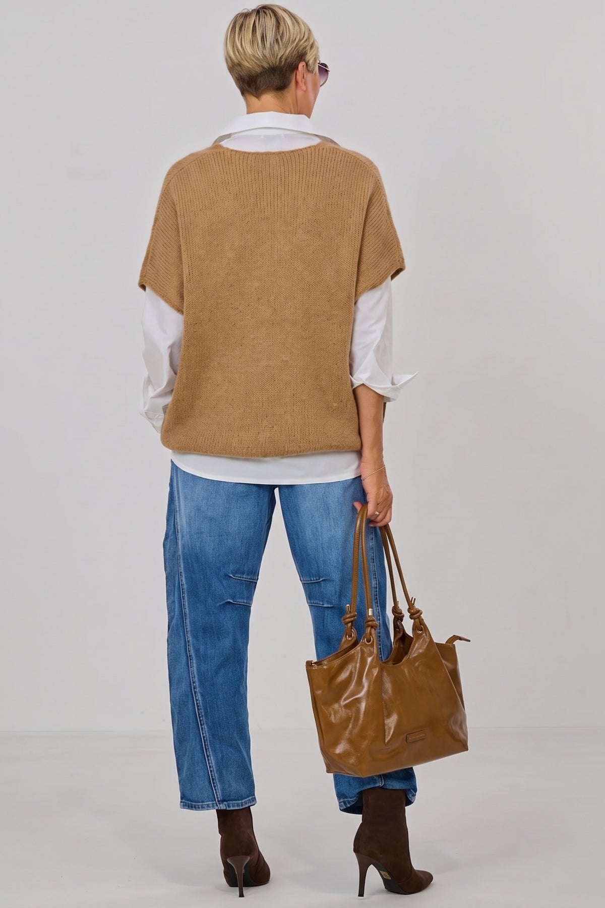 Oversized Cardigan, camel-meliert