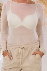 transparentes Longsleeve, creme