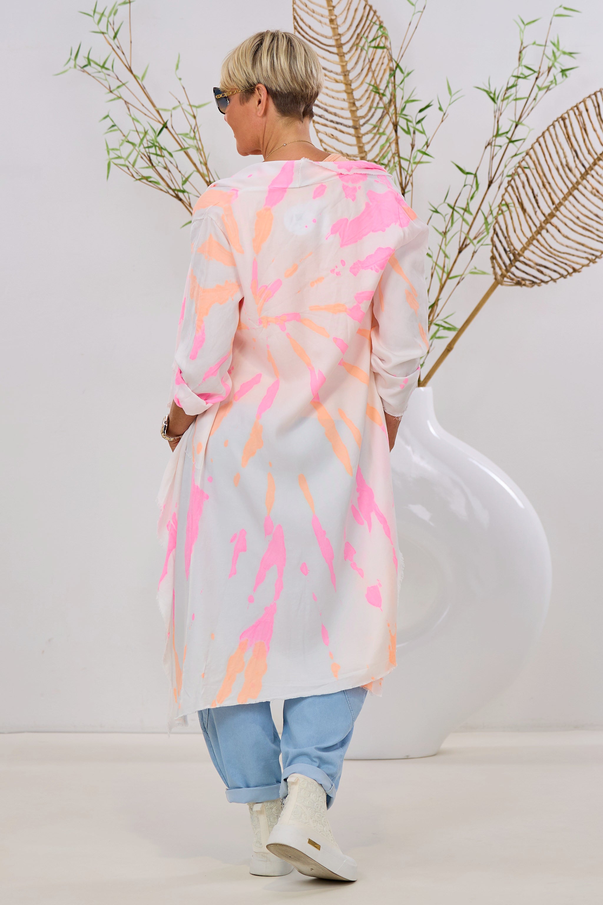 Longjacke NEON Batic, ecru-orange-rosa