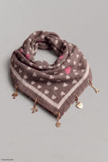 Weiches Tuch mit Charms, braun-beige-pink