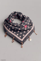 Weiches Tuch mit Charms, anthrazit-taupe-beige