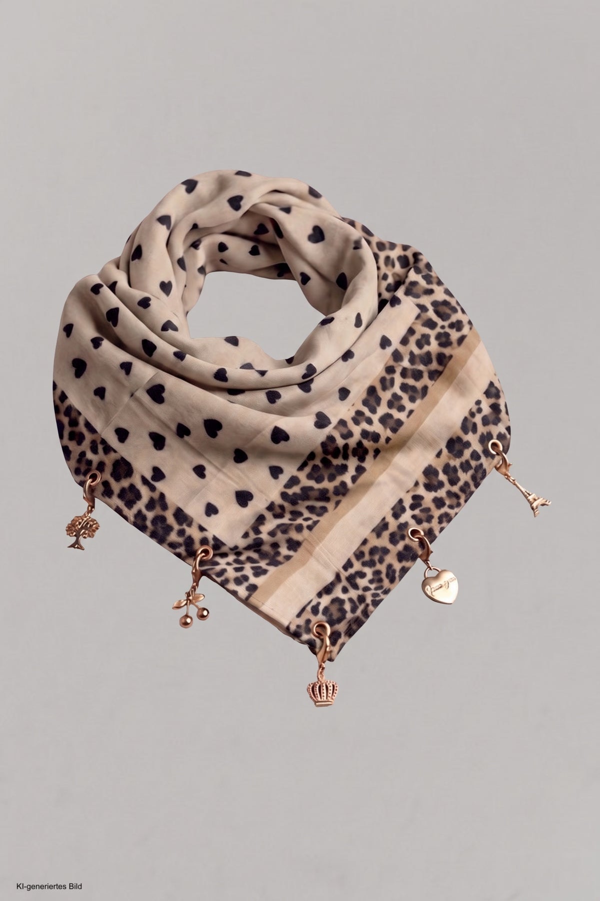 Weiches Tuch mit Charms, beige-leo