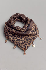 Weiches Tuch mit Charms, braun-leo