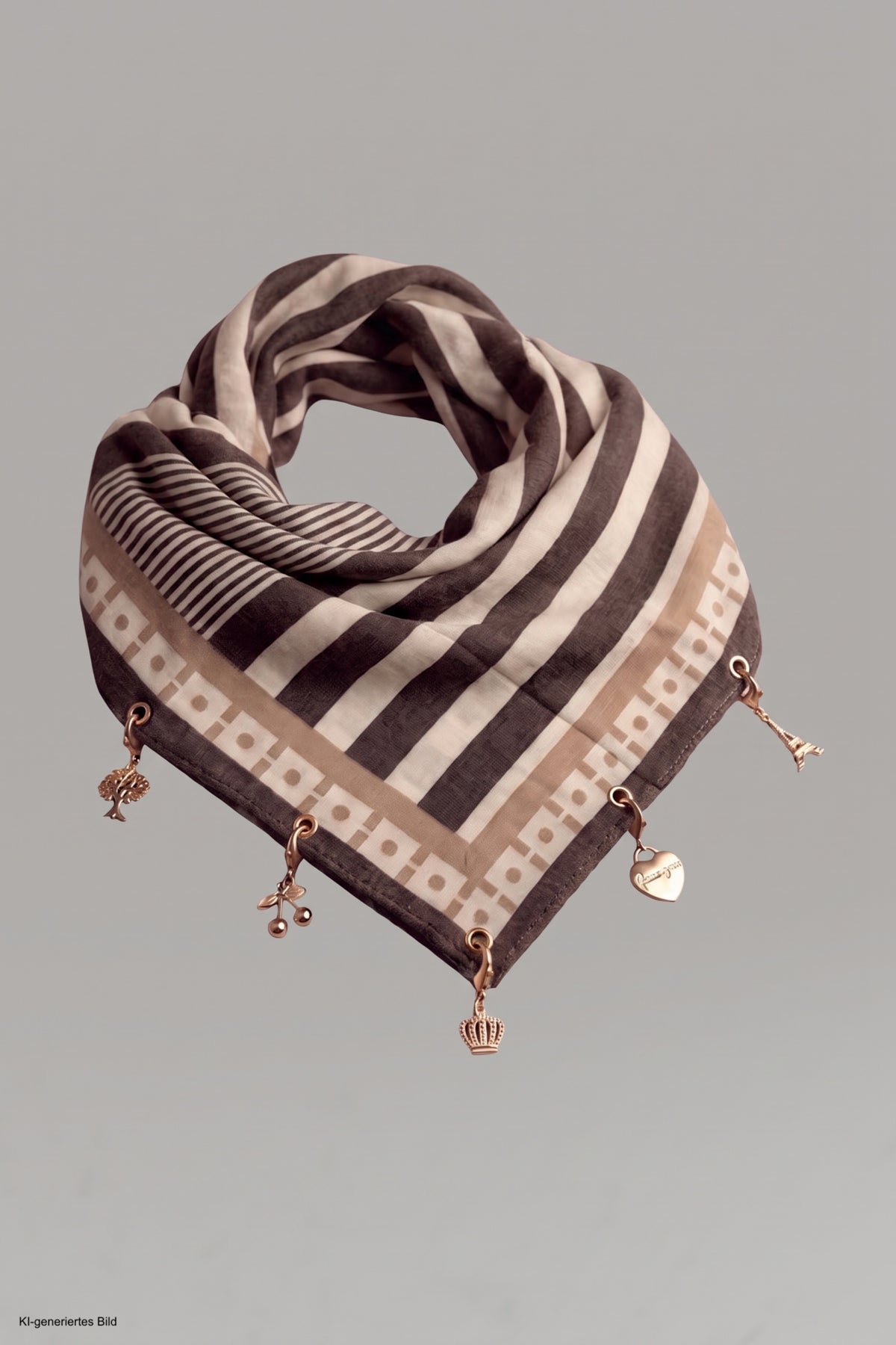 Weiches Tuch mit Charms, braun-beige-taupe