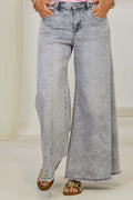 Midwaist Jeans mit weiten Beinen, hellgrau