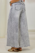 Midwaist Jeans mit weiten Beinen, hellgrau