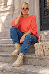 Pulli mit weiten Fledermausärmeln, orange