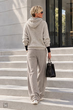 Oversized Strick-Hoodie "12", beige-braun