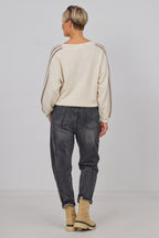 Pulli mit Streifen auf den Ärmeln, creme-taupe