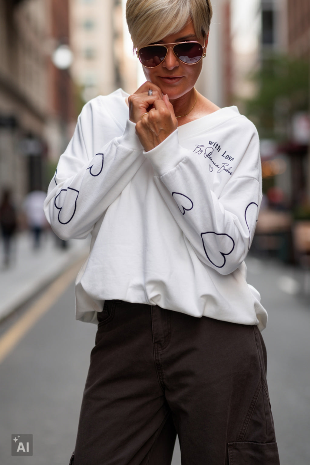 Sweaty with Love by Silvia van Beekum, ecru-schwarz