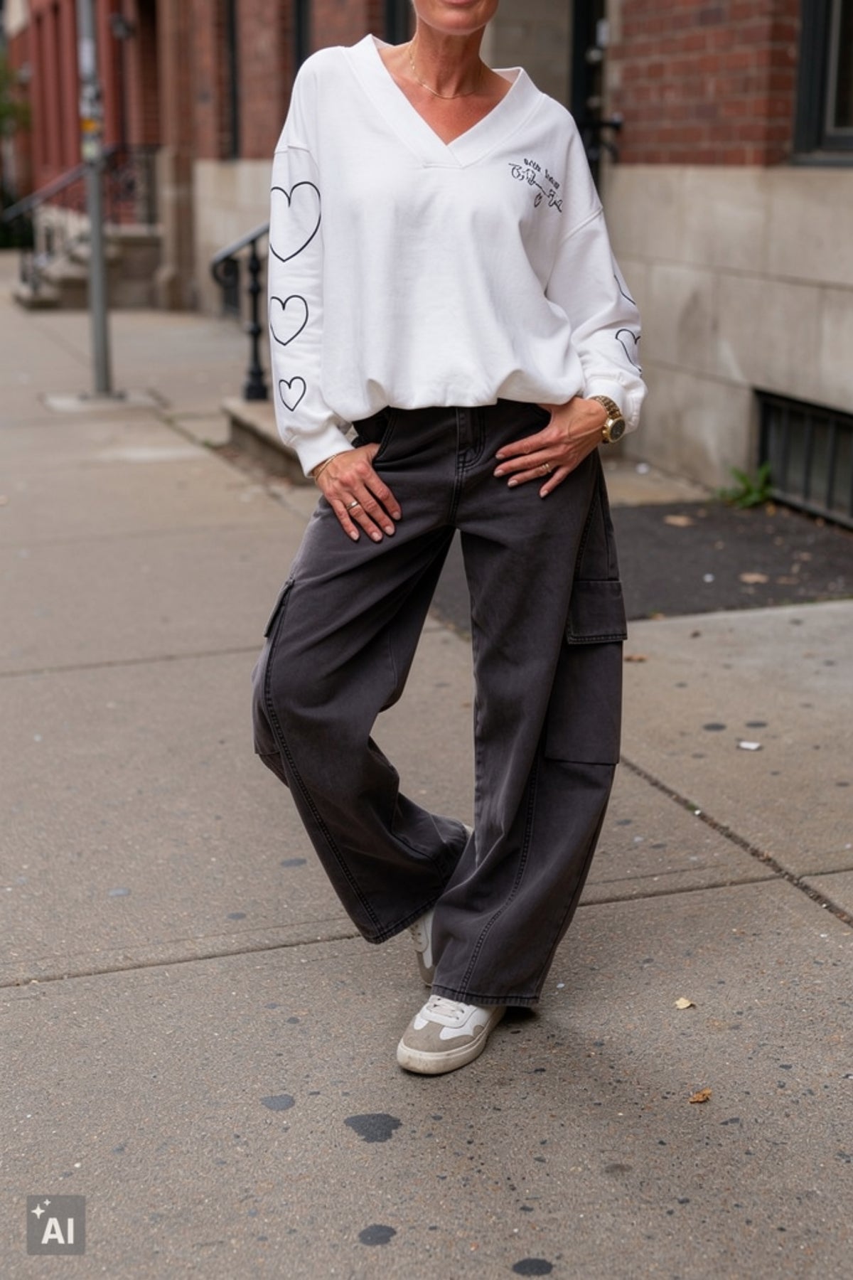 Sweaty with Love by Silvia van Beekum, ecru-schwarz